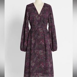 Modcloth A Moment in Fine midi dress purple paisley